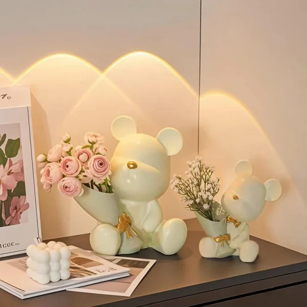 مزهرية الدب الصغير اللطيفة الإبداعية الدب الصغير عصا زهرة غرفة المعيشة سطح المكتب الديكور هدية عيد الحب للحبيب